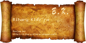 Bihary Klára névjegykártya