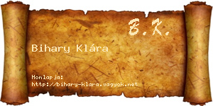 Bihary Klára névjegykártya